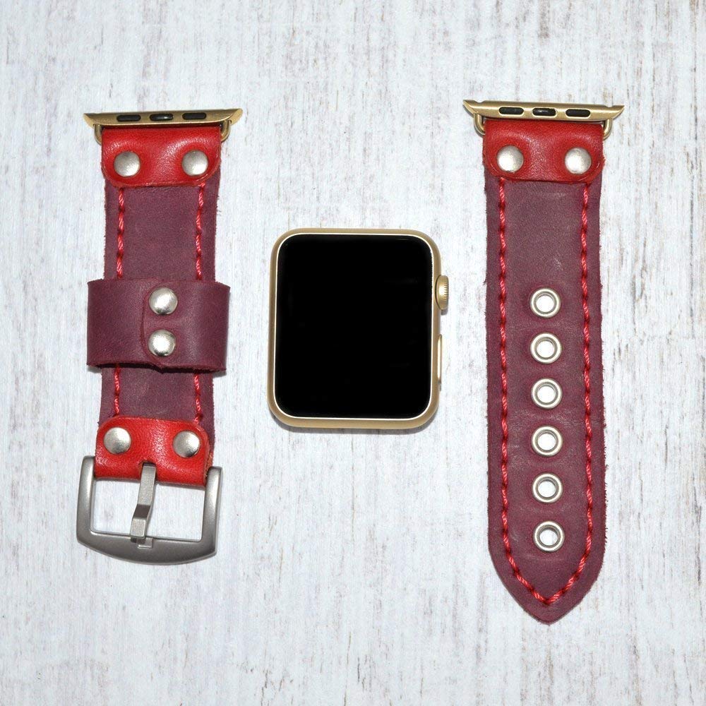 purple leather watch strap