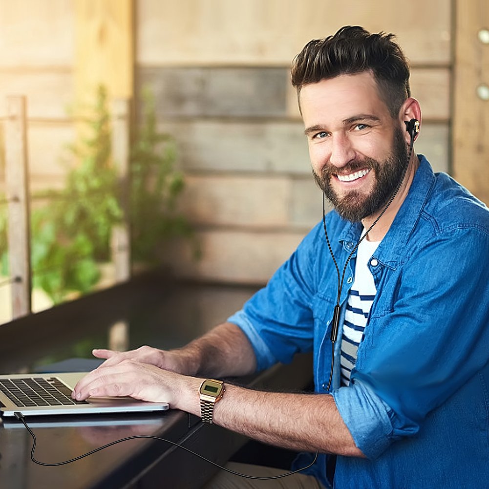 Type C Headphones, USB C Hi-Fi Stereo Digital Earbuds Sweatproof In-Ear Earphones with Mic Compatible with Google Pixel 2,Samsung Note 8,S8/S8+/S9,S9+, Moto Z, HTC U11, Essential PH-1 etc