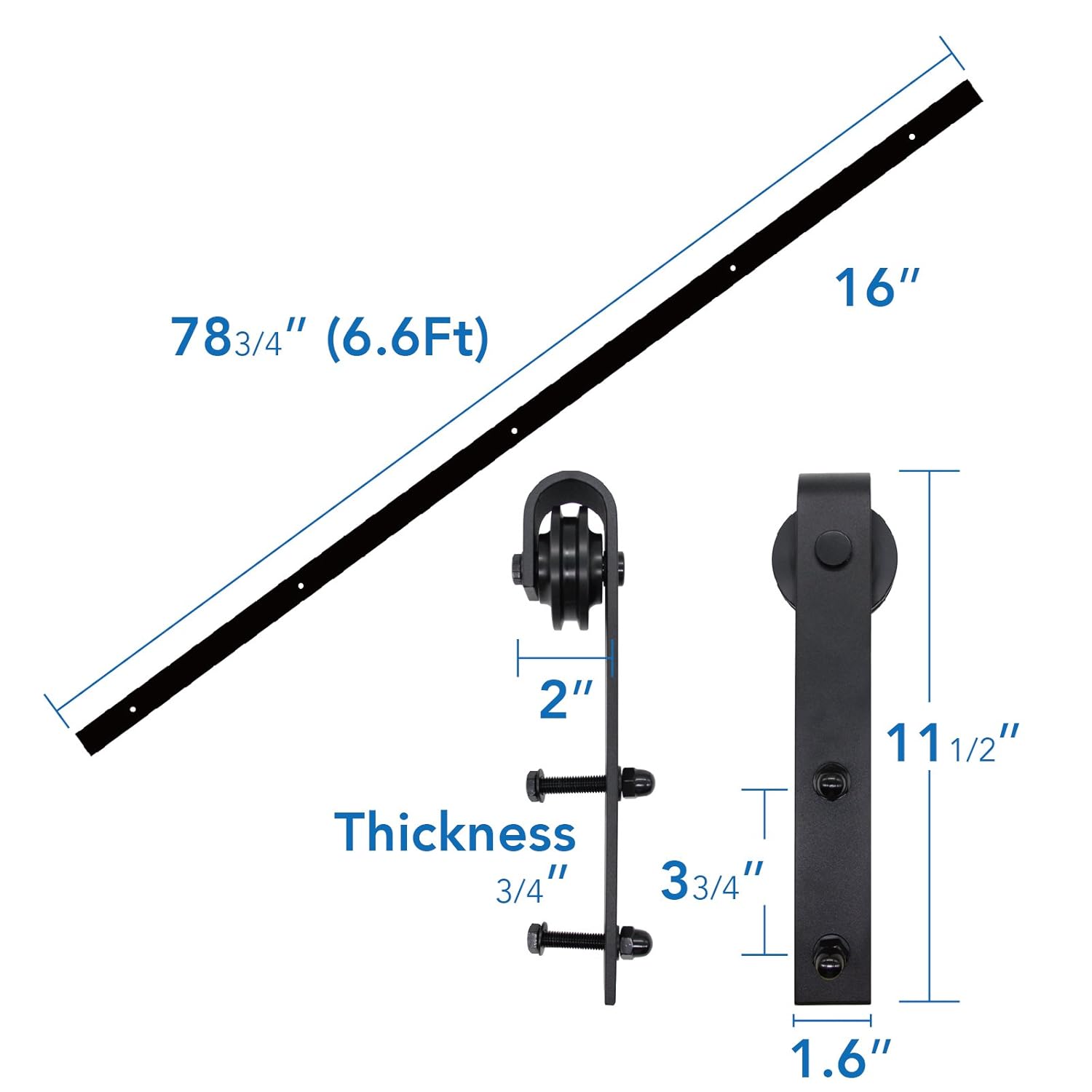 Sliding Door Hardware Black Penson Co Sdh By23 Bk 6 6 Ft Bypass Sliding Barn Hardware Double Wood Doors One Piece Rail Track Kit Commercial Door Products