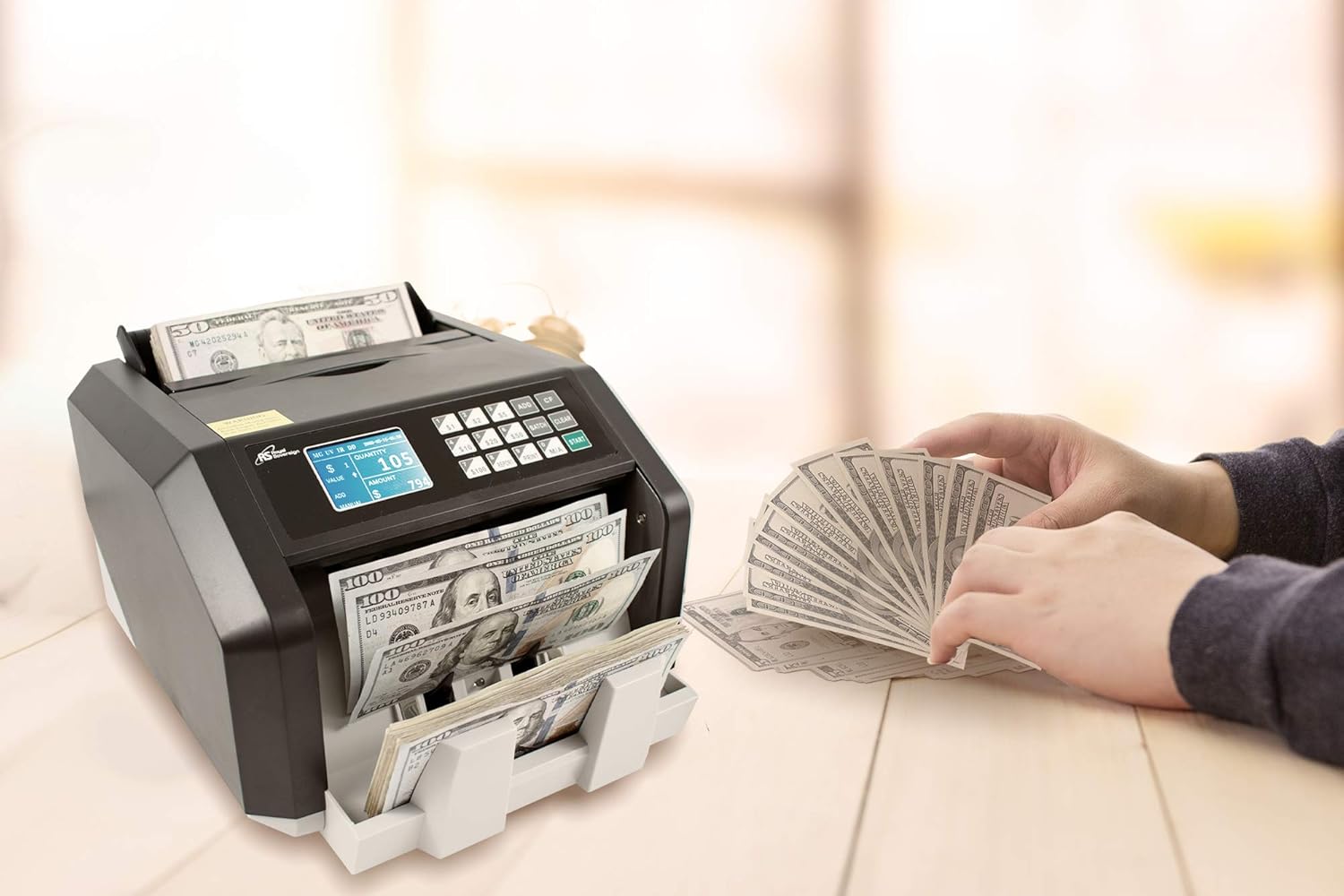 Royal Sovereign High Speed Money Counting Machine, with UV, MG, IR Counterfeit Bill Detector & Value Counting (RBC-ES250) : Office Products