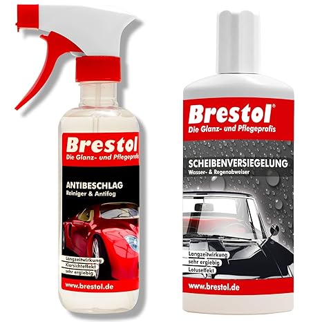 Brestol Antibeschlag + Scheibenversiegelung Set1 (250 ml + 300 ml)- Wasserabweiser Regenabweiser Antifog Antibeschlagspray Ab