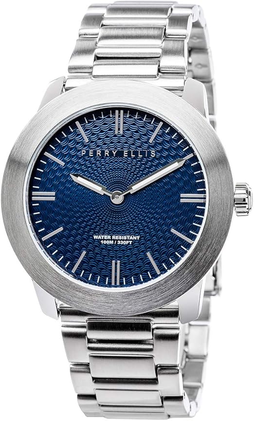 Perry Ellis Mens Waterproof Stainless Steel Watch, 42mm