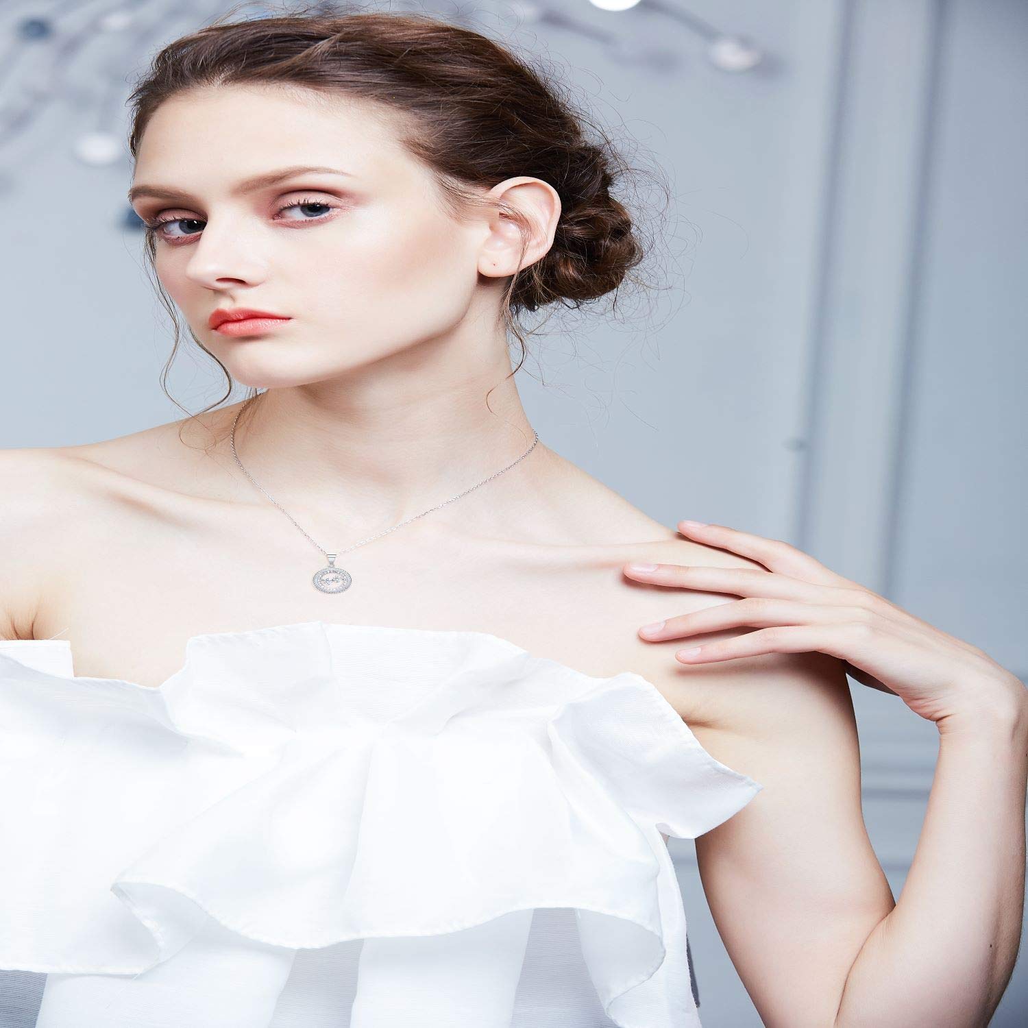 LOUISA SECRET Pendant Necklace, Made Of Cubic Zirconia, Fashion Valentine\'s Day Gift Jewelry 925 Sterling Silver Necklace For Women And Girls