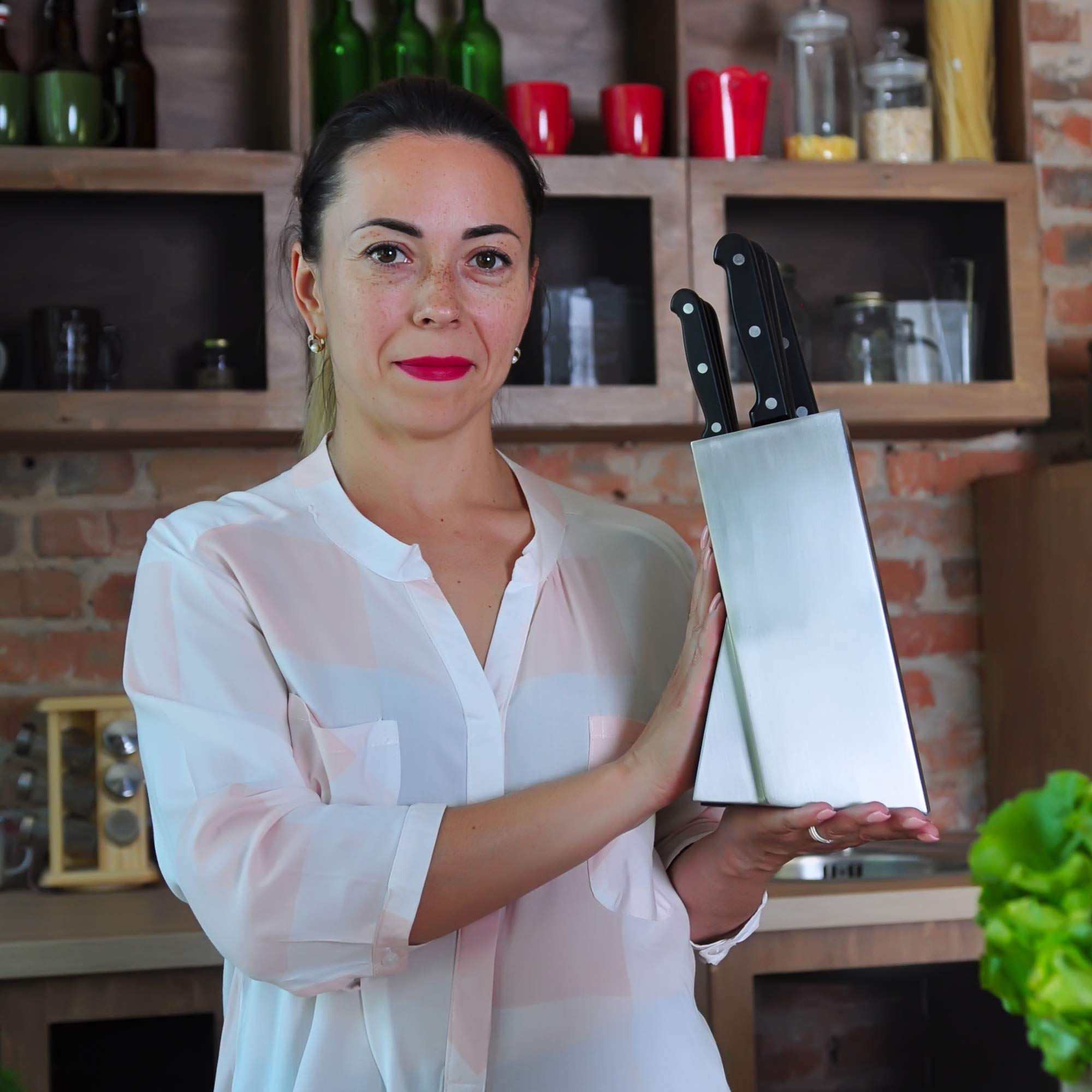 Knife Block - Knife Block Universal - Knife Block Stainless Steel - Knife Block Holder - Knife Block Kitchen - Knife Storage - Knife Organizer - Chefworld Knife Block