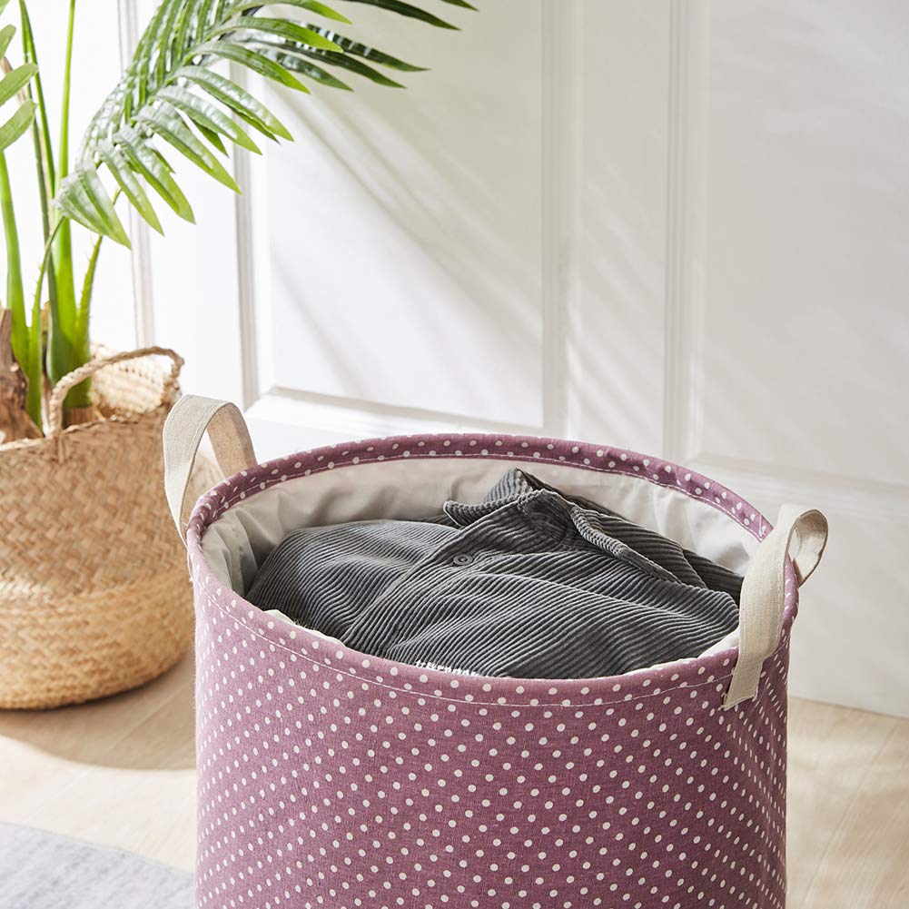 NEW POWER 2 Paquetes Grande Cestos de Guardar Ropa Rosa Puntos. 45L