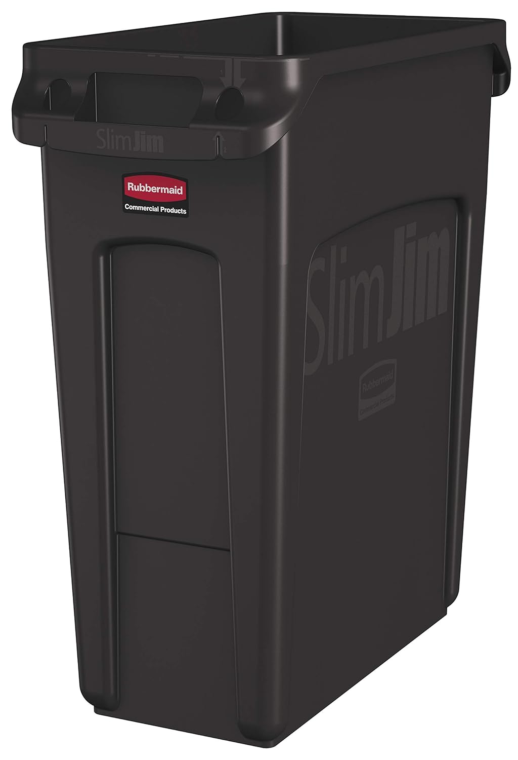 Rubbermaid Commercial Products Slim Jim Plastic Rectangular Trash/Garbage Can with Venting Channels, 16 Gallon, Brown (1956181)