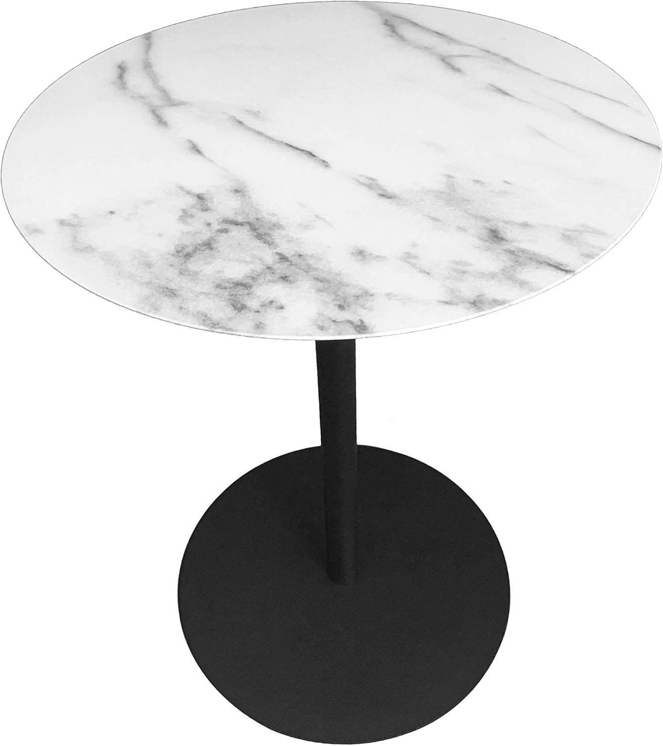 Leisure Space 3-pcs Round Metal Coffee Table Set with Marble Finish Table Top and Black Powder Coating Finish Frame(16"/18"/20"): Kitchen & Dining