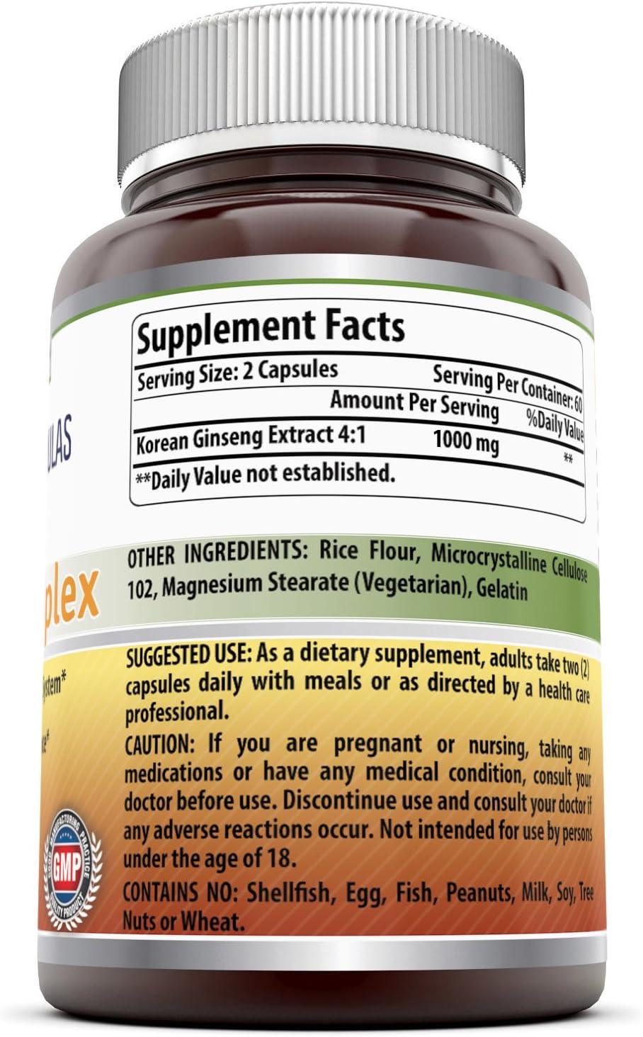 Amazing Nutrition Ginseng Complex 1000 mg per Serving, 120 Capsules