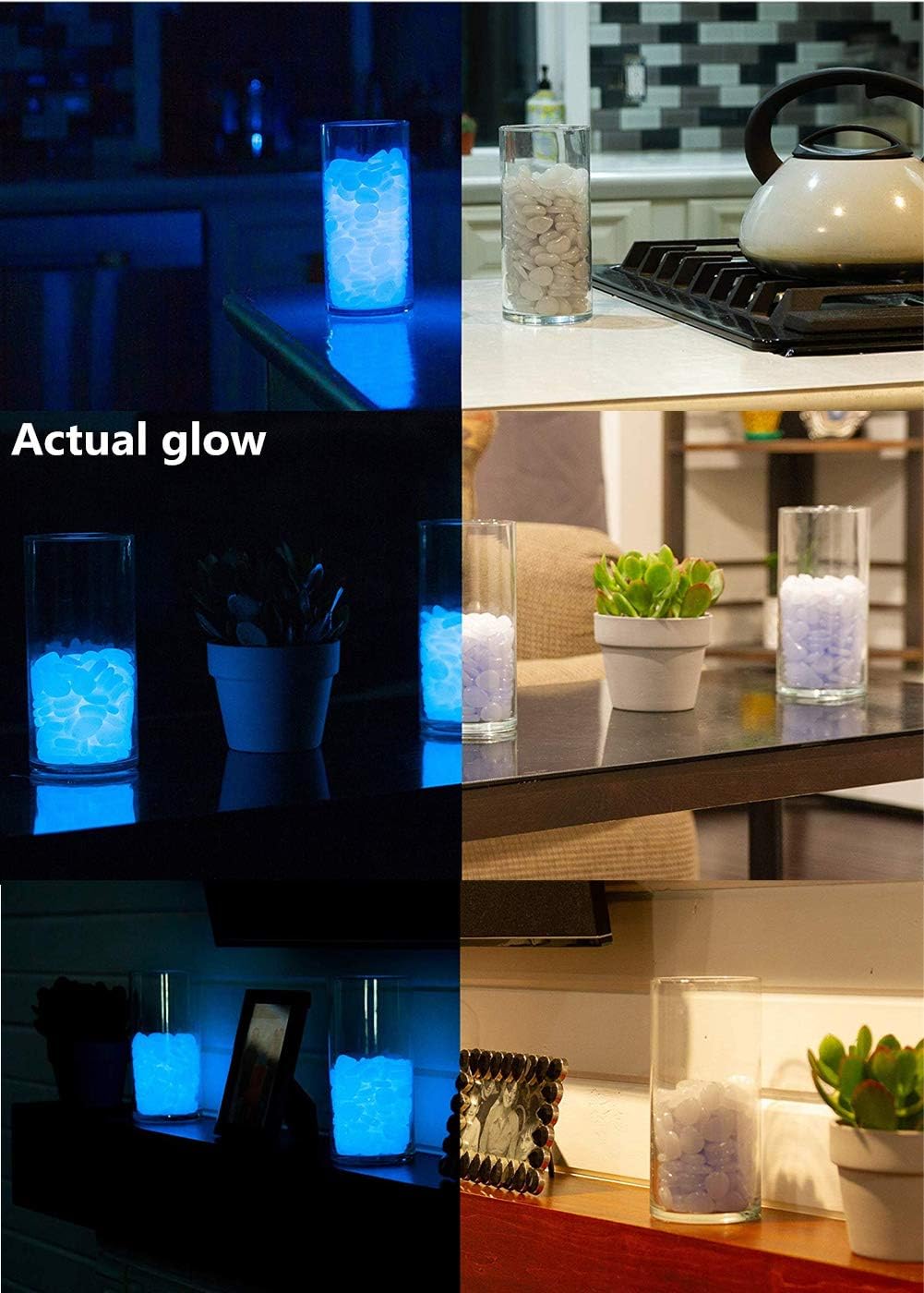 Hayodo Glow in The Dark Garden Pebbles Stone for Walkway Yard and Décor (Blue 400Pcs) - Image 3