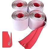 CALPALMY 4-Pack Heavy-Duty Dust Protector Zipper (Red) - Self-Adhesive Instant Door Zipper - 7 Ft Length x 3" Width - Include