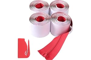 CALPALMY 4-Pack Heavy-Duty Dust Protector Zipper (Red) - Self-Adhesive Instant Door Zipper - 7 Ft Length x 3" Width - Include