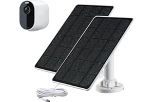 GENDOING 2PC Solar Panel Charger Compatible with Arlo Essential Spotlight/XL Spotlight Camera, 9.4ft Waterproof Charging Cable, 360°Adjustable Mount with Micro USB Cable, 7.5 * 6.4", 5W 5V