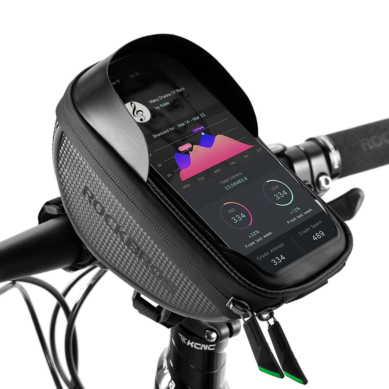 ROCKBROS Bike Handlebar Bags 1L Bike Phone Holder Waterproof Touch Screen Pouch Case Holder with Smartphone below 6.5 Inch