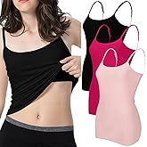 Ibeauti Womens Camisole with Shelf Bra Cotton Tank Top Adjustable Spaghetti Straps Cami Tops 3 Packs