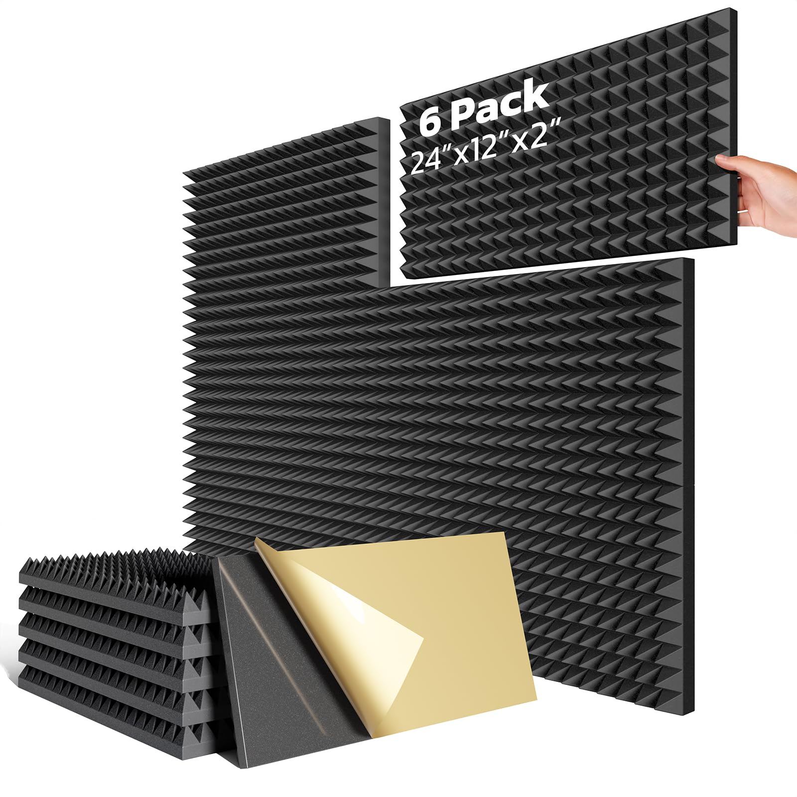 Mua HYCHINS Upgrade 6 Pack Pyramid Sound Proof Foam Panels for Walls ...