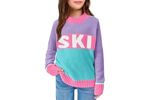 Yousify Girl's Ski Sweater Color Block Striped Long Sleeve Spring Fall Winter Knitted Pullover Jumper Tops 5-14 Years