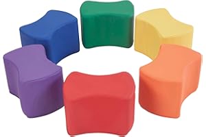 Factory Direct Partners 10442-AS SoftScape 10" Butterfly Stool Modular Seating Set for Toddlers and Kids, Soft Lightweight Foam (6-Piece Set) - Assorted