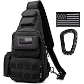 Novemkada Tactical Shoulder Bag - 1000D Molle Military Backpack Outdoor Daypack Chest Pack (Black)