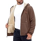 Herberton Men's Zip Up Sherpa-Lined Hoodie Jackets Winter Midweight Fleece Sweatshirt Coffee Small