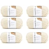 Loops &amp; Threads Charisma Yarn - Multicolor Yarn for Knitting, Crochet, Weaving, Arts &amp; Crafts - Off White, Bulk 6 Pack