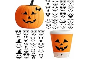 MOSITU Halloween Face Stickers for Crafts Pumpkin Decorating Stickers for Pumpkins Glass Jars Halloween Vinyl Faces Decals Cute Ornaments Decals Funny Faces Crafts for Party Supplies Decorations
