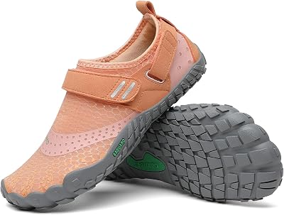 Mujer Barefoot Hombre Zapatillas Minimalistas Ligera Calzado Barefoot Cómodas Zapatos de Trail Running para Zero Drop Soles Naranja Claro,Gr.38