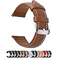 Fullmosa 18mm Leather Watch Bands Compatible with Garmin Vivoactive 4S/Vivomove 3S/Active S/Venu 2S/Move 3S,Brown