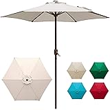 DOIFUN 7.5ft Patio Umbrella Aluminum Outdoor Umbrella Market Table Umbrellas with Push Button Tilt, Crank and 6 Sturdy Ribs f