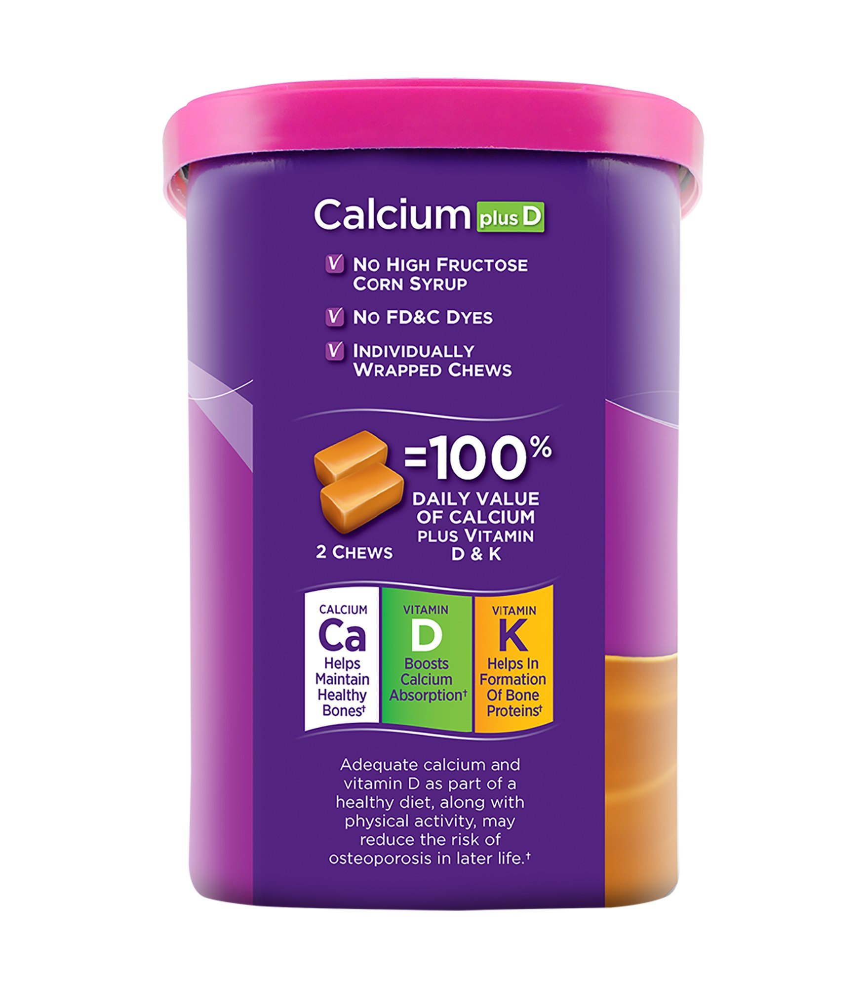 Viactiv Calcium +Vitamin D3 Supplement Soft Chews, Caramel, 100 Chews