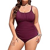 Jyanl Plus Size Bathing Suit for Women Tummy Control Swimsuit One Piece Swimsuit Ruched Cute Swimsuits Vintage Swimwear 2026