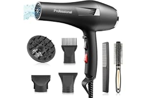 Faszin Ionic Hair Dryer, Professional Ion Blow Dryer, AC Motor Fast Drying, 2 Speeds 3 Heat Setting and One-Touch Cold Air Ha