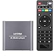 4K Media Player with Remote Control, Digital MP4 Player for 8TB HDD/USB Drive/TF Card/H.265 MP4 PPT MKV AVI Support HDMI/AV/Optical Out and USB Mouse/Keyboard-HDMI up to 7.1 Surround Sound (Grey)