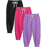 Resinta 3 Pack Toddler Girls Boys Sweatpants Kids Casual Athletic Pull-On Cotton Jogger Pants with Drawstring for Boys Girls