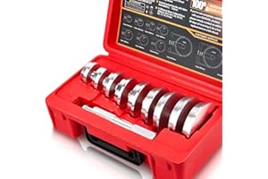 KOOPOOL Universal Bearing Race and Seal Bushing Driver Install Set Aluminum 9 Discs/Collar Axle Housing Metric (39.5-81mm) for Automotive Wheel Bearings Press Kit 10 PCS with Case