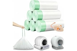 KROPBOM 120 Count Thickened Automatic Cat Litter Box Bags Compatible with PetCova, DuckSky and MeoWant, Leak-proof Pet Waste Bags Liners with Drawstring Heavy Duty for Self Cleaning Cat Litter Box -19" x 18"