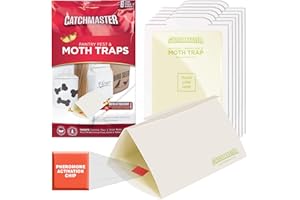 Pantry Pest & Moth Traps by Catchmaster - 6 Count, Ready to Use Indoors. Glue Sticky Adhesive Pheromones Moth Traps Infestation Attractant Storage Pantry Pet Food Safe Non-Toxic Compact Made in USA