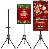 Poster Stands for Double Display, Adjustable Poster Board Height Up to 80" | Tripod Stand with Bag, Easy Assembly, Foldable &amp; Lightweight,Metal Banner Stand for Weddings, Business, Trade Show