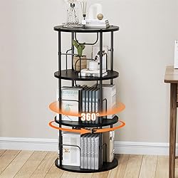 ALLSTAND Rotating Bookshelf, 3 Tier Round Revolving