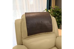 AmazeCov Non Slip Headrest Cover for Furniture Slipcovers,Faux Leather Headrest Protector for Recline Chair Vinyl Head Protector for Sofa,Theater Seat Cover for Home & Office 17x27 in, Chocolate