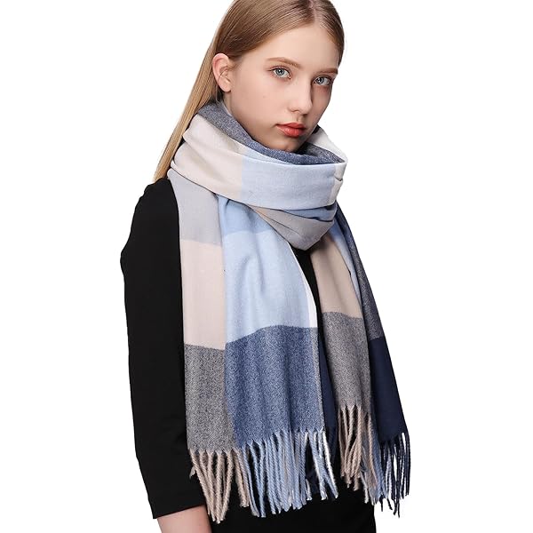 thumbnail image 2 of EONPOW Women's Plaid Winter Scarf - 71 Inch Long Warm Lattice Shawl With Tassels 2 of 10