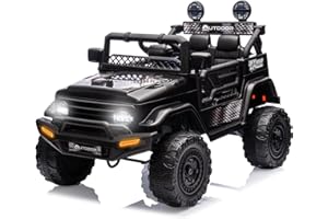 OUTDOORCRUISER Outdoor Cruise 1 Seater 12V Ride-On Electric Car for Kids - Remote Control Ride-On Jeep Power Wheels, Battery Operated Cars for Ages 5-7 with Parental Control for Safe Adventures - Black