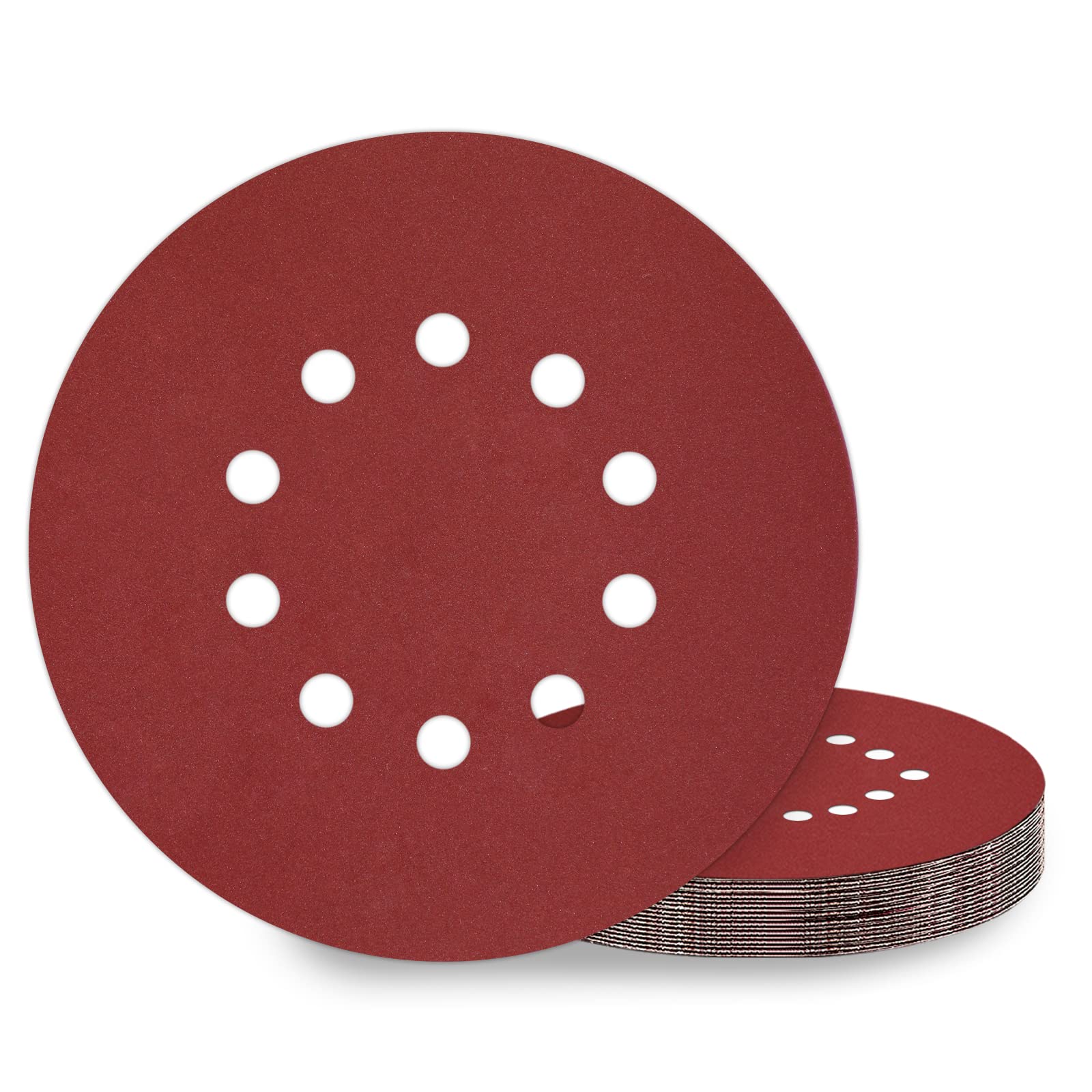 KONGMING 10 Pcs 225mm Sanding Discs Grit 320 9 inch Sanding Discs 10 Hole Hook and Loop for Drywall Sander