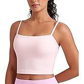 CRZ YOGA Butterluxe Cami Crop Tank Tops for Women - Square Neck Adjustable Padded Longline Sports Bras Workout Camisole