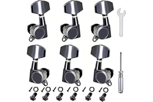 ZHRMZHG 6PCS(3L+3R) Guitar Machine Heads Guitar String Tuning Pegs Machine Head Tuners for electric guitar tuner Acoustic Guitar For replacement and upgrade (black)