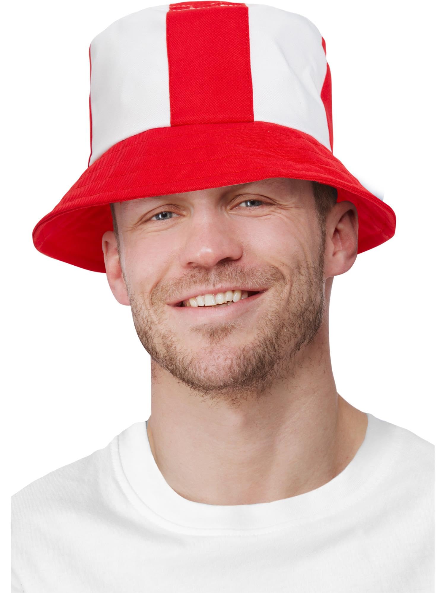 Smiffys England Bucket Hat, St George England Fancy Dress, Adult Dress Up Accessories