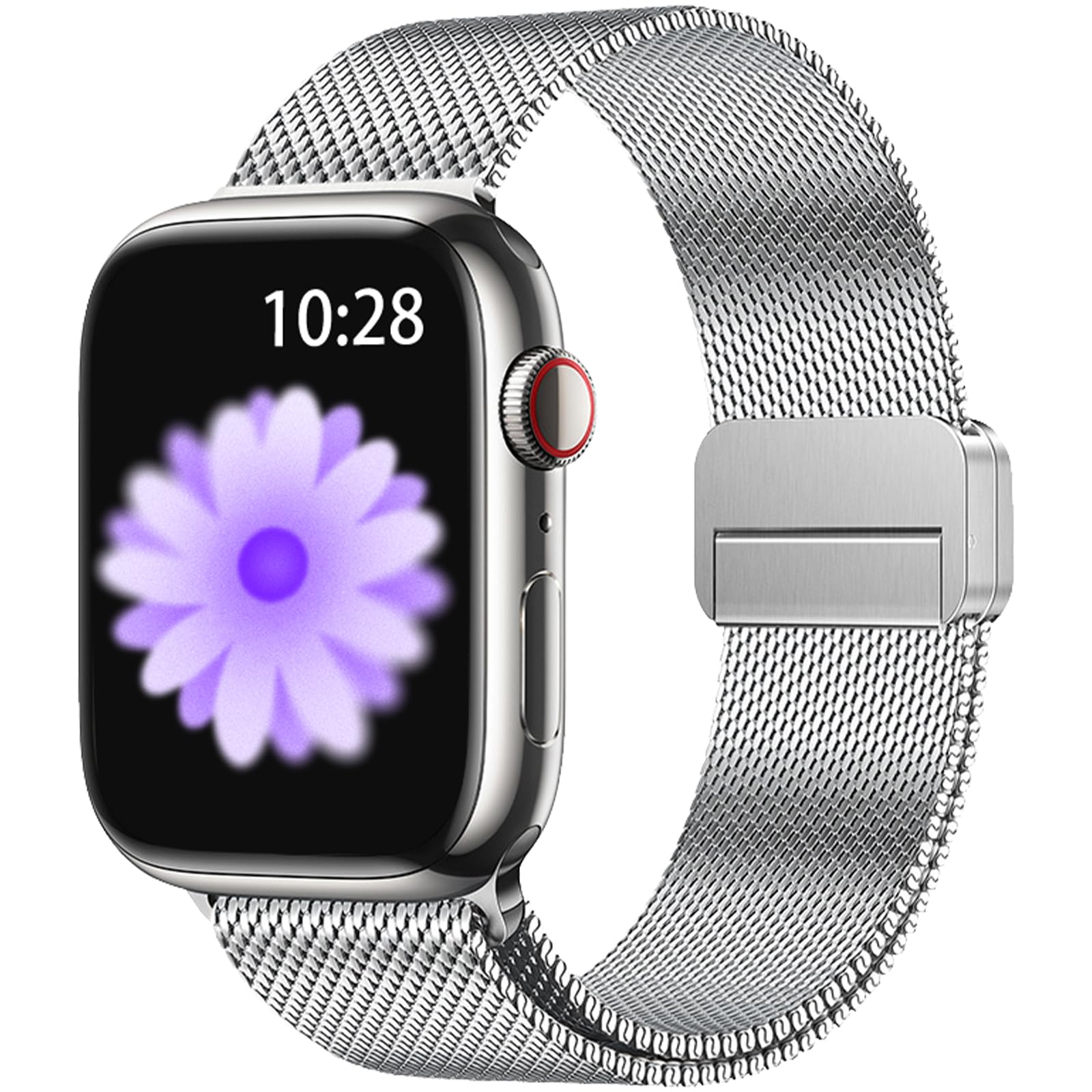NicMool Metal Strap for Apple Watch 42mm 44mm 45mm 46mm 49mm, Magnetic Closure, Stainless Steel Metal Milanese Loop Replacement for iWatch Ultra 3/2/1,Series 11/10/9/8/7/6/5/4/3/2/1/SE 3/2/1 - Silver