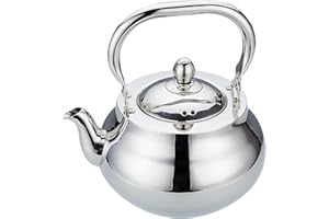 SANQIAHOME Stainless Steel Teapot with Removeable Infuser 71 oz (2000ml) Thickened Mirror Polished Stovetop Tea Maker for Her
