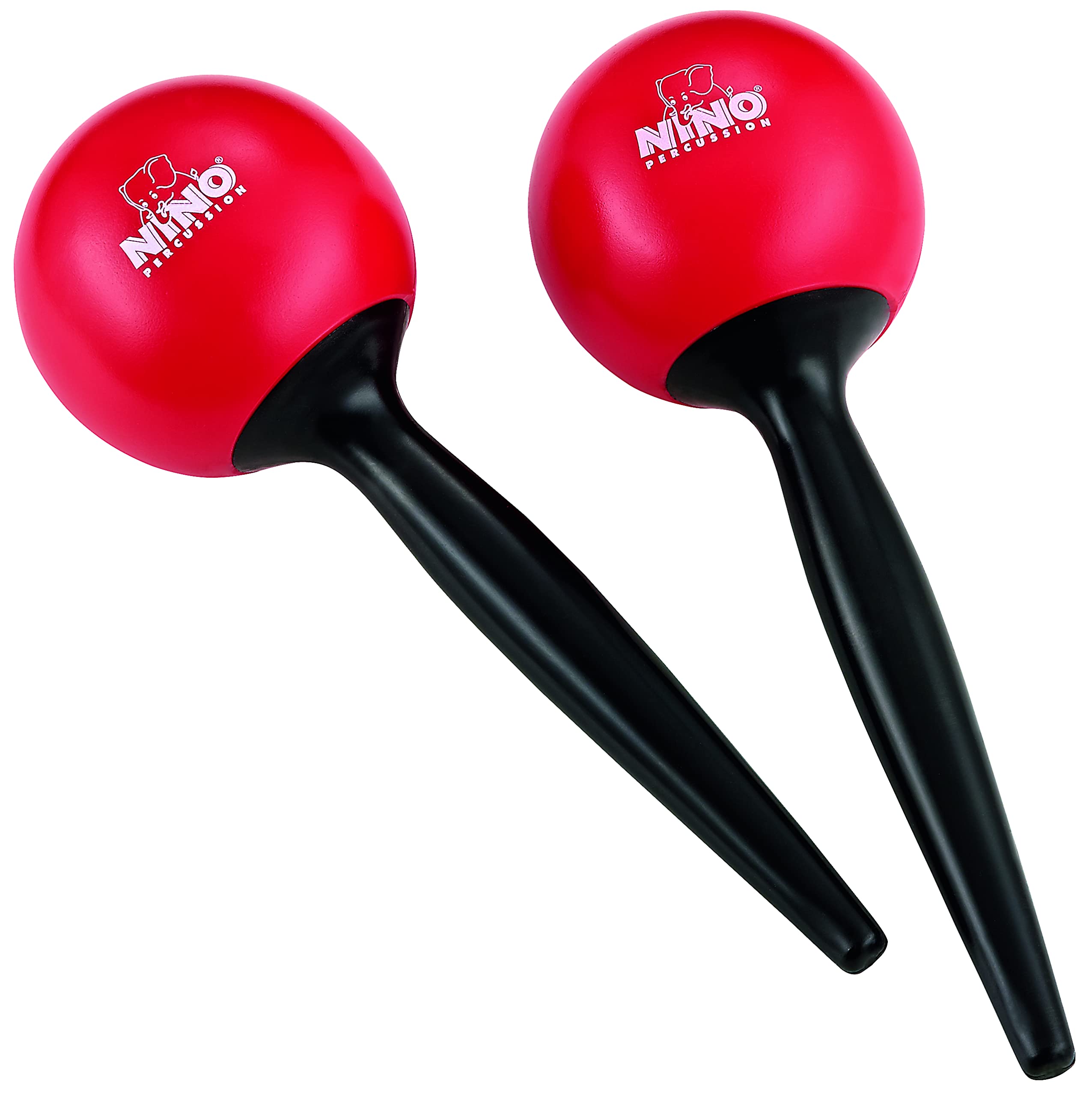 Nino Percussion Large Maracas Rattles - 1 Pair Large Shaker for Children from 3 Years - Musical Instrument - Plastic, Black and Red (NINO582R)