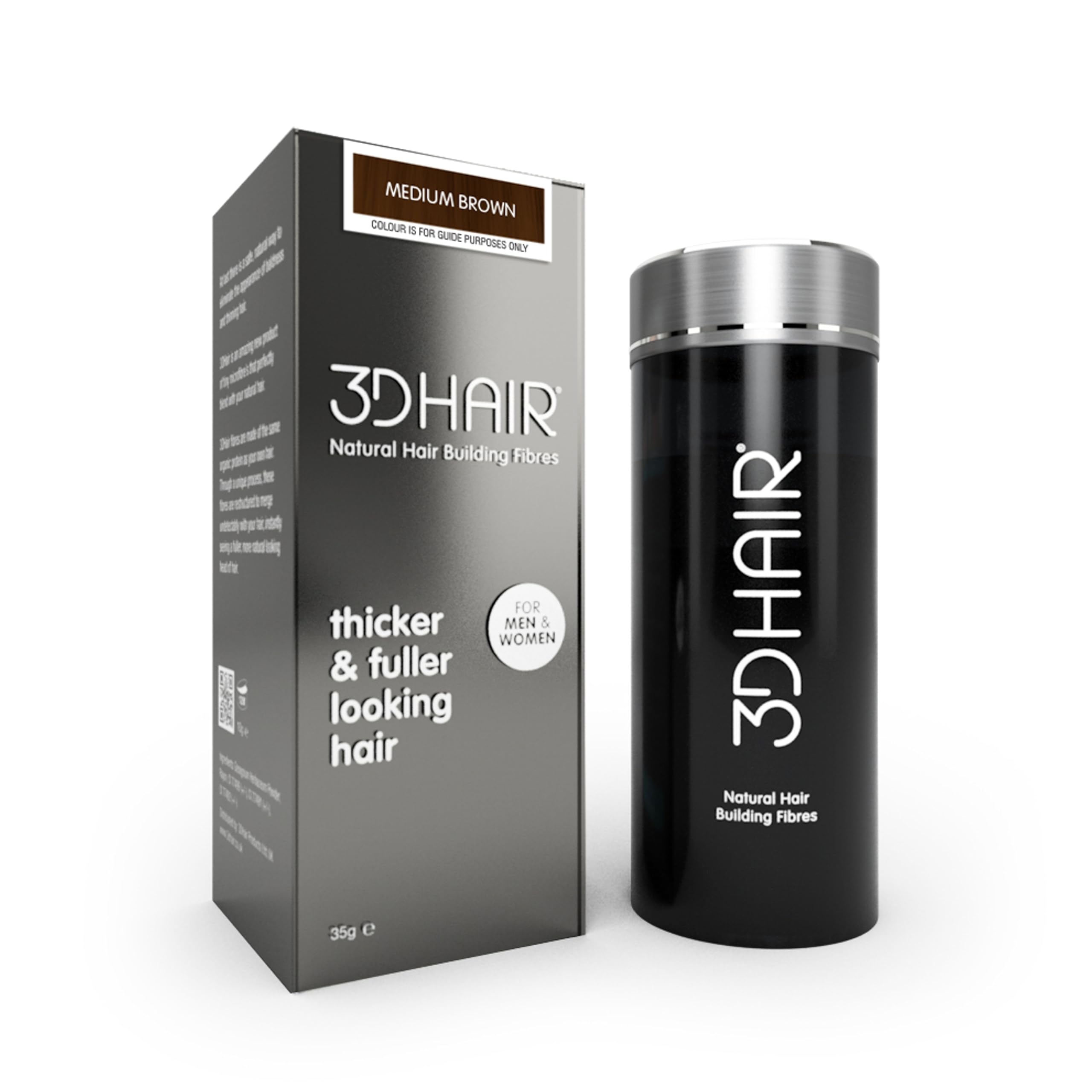 3D Hair Building Fibres for Thinning Hair 1 Pack, 35g Fibres for Men & Women, Make Thin Look Thicker in Seconds with hair filler (Medium Brown)