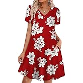 WIHOLL Dresses for Women Casual Summer Loose T Shirt Dress with Pockets Beach Vacation Outfits S-4XL
